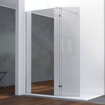 Cuisibane - Paroi de douche miroir 120+40 baya avec volet pivotant - verre 8 mm