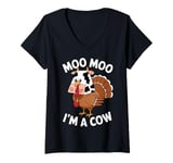 Womens Moo Moo I'm a Cow Funny Thanksgiving Turkey V-Neck T-Shirt