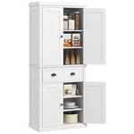 HOMCOM Armoire de Cuisine Buffet Cuisine vaisselier Multi-rangements étagères réglables 4 Portes et Grand tiroir 76,2 x 40,2 x 183 cm Blanc