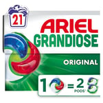 Ariel Grandiose PODS, Lessive Liquide En Capsules 21 Lavages, Original 2 X Action Détachante et Anti-Odeur