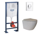 Grohe - Pack wc Rapid sl + Cuvette sans bride kelos Blanc + Plaque Skate Air Chromé