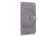 Wisetony Coque et étui téléphone mobile fleur flip pour samsung galaxy a6 (2018) - gris