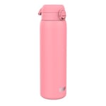 Ion8 Vacuum Insulated Stainless Steel 1 Litre Water Bottle, 920ml, Leak Proof, One-Finger Open, Secure Lock, Carry Handle, Dishwasher Safe, Scratch Resistant, Ideal for Sports and Yoga, Rose Pink