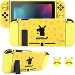 Coque De Protection Compatible Avec Switch, Coque En Tpu Avec 2 Jolies Poignées De Pouce, Accessoires Anti-Rayures Et Absorption Des Chocs Pour Switch 2017, Jaune