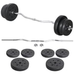 Ensemble d’haltère 25 kg Kit Body Pump Barre de Musculation Noir