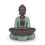 Statuette Vide Poche Boudha – Décoration Zen et Feng Shui – pour Créer Une Ambiance Relaxante et Spirituelle – Idée Cadeau Porte-Bonheur – Hauteur : 20cm – Couleur : Vert et Marron – Zen’Light