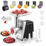 Huanyu Hachoir Électrique Râpe à Fromage Électrique Multi-fonctions Hachoir a Viande avec Poussoir a Saucisse Coupe-légumes Électrique Machine à Purée de Tomates Électrique (Noir)