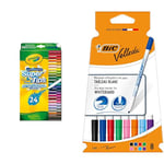 CRAYOLA SuperTips Washable Markers - Assorted Colours (Pack of 24) & BIC Velleda 1721 Ecolutions, Dry Erase Whiteboard Pens ideal for School 'Velleda Ecolutions'