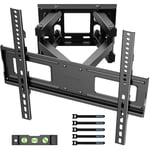 BONTEC TV Wall Mount for 23-70 Inch LED LCD, Swivels Tilts Extends Double Arm Full Motion TV Wall Bracket Holds up to 45kg, Includes HDMI Cable, Spirit Level, Max VESA 400x400mm