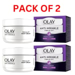 2X Olay Anti-wrinkle Firm & Lift with Skin Night Cream - 50ml, NEW PACK