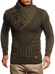 Leif Nelson Pull en tricot pour homme, avec col châle, pour hiver, coupe droite, convient aux looks décontractés et professionnels, disponible en plusieurs tailles et couleurs, Kaki/noir, XXXXXL