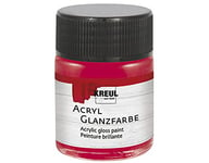 KREUL 79519 - Peinture acrylique brillante, 50 ml verre rouge foncé, peinture acrylique brillante et lisse pour peindre et bricoler, à base d'eau, résistante à la salive, séchage rapide et opaque