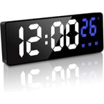 Réveil Numérique,Horloge Numérique 6,7" LED Horloge Digitale Réveil avec Température/Activation vocale/Non Ticking/Snooze/Datetime Luminosité