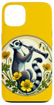 Coque pour iPhone 13 Lemur jouant d'une clarinette Illustration Mignon Band Class Art