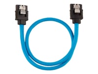 Corsair Premium Sleeved - Sata-Kabel - Serial Ata 150/300/600 - Sata (Hann) Rett, Låst Til Sata (Hann) Rett, Låst - 30 Cm - Blå (En Pakke 2)