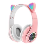 B39 Mignon Chat Oreilles BT Sans Fil Bluetooth 5.0 Casque Avec Micro Flash Lumiere LED Stéréo Musique Casque Pliable Téléphone Casque Kid-1