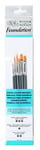 Winsor & Newton Foundation Water Colour Short Handle 6 Pack Brush, Wood, Multicoloured, 7 x 1 x 4.3 cm