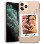 TULLUN Personalised Phone Case for iPhone 11 - Clear Soft Gel Custom Cover Pinned Polaroid Photo Your Own Image Design - Paper Clip