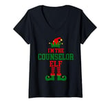 Womens Family Matching I'm The Counselor Elf Christmas V-Neck T-Shirt