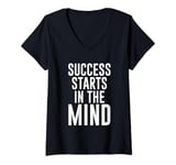 Womens Success Starts In The Mind Positive Thinking Goal V-Neck T-Shirt