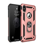 BestST Coque pour iphone X/iPhone XS, avec Anneau Support, Coque Etui Housse iphone X/XS Antichoc Militaire [Tough Armor] Heavy Duty Shock Proof Protective Housse pour iphone X/XS- Rose Or