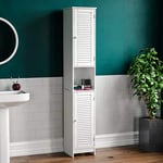 Bath Vida Liano Bathroom Cabinet Storage Cupboard Shutter Doors Floor Standing Tallboy Unit, White