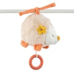 Nattou Mini-Peluche Musicale en Coton et Velours, avec Musique et Anneau de Dentition en Silicone, Zoë Le Hérisson, env. 17 cm de Large, Mila, Zoë et Lana, Beige