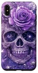 Coque pour iPhone XS Max Mignon rose violette et crâne avec étoiles crânes violets