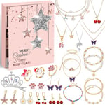 Humairc Calendrier de l'Avent 2024 Bijoux Calendrier de l'Avent Bijoux Fille Calendrier de l'Avent Femme, Bracelets Bagues Boucles d'Oreilles Collier Calendrier Bijoux pour Épouse Mère Fille Nièces