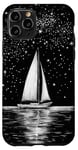 iPhone 11 Pro Sailboat Minimalism Sketch Night Sky Stars Galaxy Case