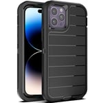 YmhxcY for iphone 14 Pro Case,3-in-1 Super Heavy duty phone protective case/Shock Protection/Dust Proof/Super sturdy, Designed for iphone 14 Pro 6.1"-Black