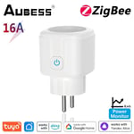 AUBESS-Prise de courant intelligente UE,Tuya Zigbee 3.0,télécommande avec surveillance de l'énergie,commande vocale pour Alexa Alice Google Home,16A - Type 1 Piece-16A