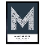 Manchester England United Kingdom City Map Modern Typography Stylish Letter Framed Word Wall Art Print Poster for Home Décor