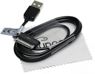 Câble de données et de Charge USB Compatible avec Samsung ECC1DP0UBE pour Galaxy Tab/Galaxy Tab 2/Galaxy Note 10.1/Noir OTB avec Chiffon de Nettoyage d'écran mungoo