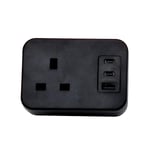 POWERDATA BLACK DESKTOP 1X POWER - DUAL USB C + A CHARGER -18W