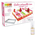 Cadre à pâtisserie extensible rectangle + 1 poudre alimentaire irisée dorée Scrapcooking