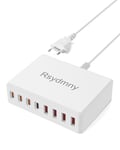 Chargeur USB C, Rsydmn 100W Chargeur USB Multiple, Chargeur Rapide 8 Ports, Chargeur Multi USB pour iPhone 15/14/13/12/Pro/Max/Plus, iPad, Samsung Galaxy S23 S22, Google Pixel, Huawei, Xiaomi - Blanc