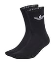 adidas Originals Unisex 3 Pack Trefoil Crew Cushion Socks - Black, Black, Size M, Men