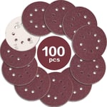 100PCS Disque de Ponçage 125mm Grain 40, Disques a Poncer Papier Abrasifs 8 Trous Idéal pour Poncer/Polir pour Ponceuse Excentrique