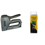 STANLEY Heavy Duty Staple Gun/Brad Nailer, 0-TR250 & Stanley 1-TRA704T"Type G" Staples, Silver, 6 mm, Set of 1000 Piece, Yellow