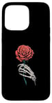 Coque pour iPhone 15 Pro Max Main squelette rose rouge fleur esthétique fleur rouge Saint-Valentin