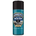 Hammerite Spray Paint for Metal. Direct to Rust Exterior Black Metal Paint 400ml