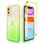 ZCDAYE Case for iPhone 11, Clear iPhone 11 (6.1 inch) Phone Case with Card Holder, Slim Colour Gradient Soft TPU Shockproof Phone Case for iPhone 11 (6.1 inch),Green yellow