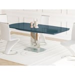 Vente-unique Table à manger extensible TALICIA - Verre trempé & métal - 6 à 8 personnes - Coloris Gris