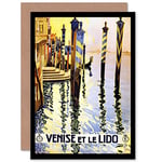 Wee Blue Coo TRAVEL VENICE ITALY CANAL GONDOLA ADVERT BIRTHDAY BLANK GREETINGS CARD