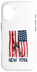 Coque pour iPhone 16 New York Statue de la Liberté Drapeau USA Big Apple NYC