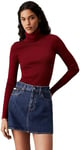 Calvin Klein Jeans Femme WOVEN LABEL ROLL NECK SWEATER J20J224225, Red (Winery), XL