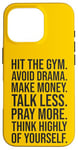 Coque pour iPhone 16 Pro Gym, argent, prière - Hustle, Success, Grind, Motivation