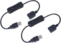 2 Pièces USB Câble avec Interrupteur marche/arrêt, Interrupteur à bascule USB Extension Ligne Pour Lampe de Bureau à LED, Ventilateur USB, Bandes LED (Noir)