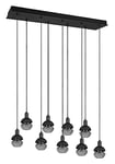 Trio, Suspension, Mela 9xE14, max.25,0 W Verre, Noir, Corps: Métal, noir mat L:102,0cm, L:22,0cm, H:150,0cm IP20,Sans illuminant,Réglable en hauteur